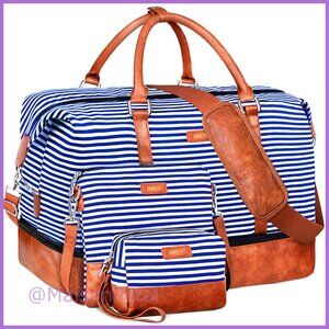 21" Travel Duffle Bag with Shoe Compartment, Canvas and PU Leather